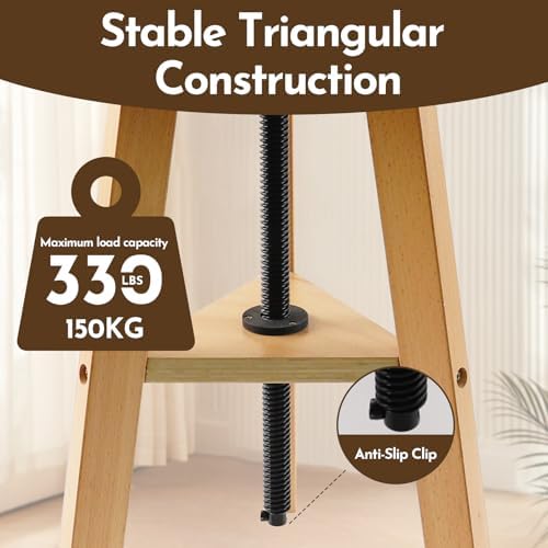 conda Adjustable Height Wooden Drafting Stool 20" to 25", Beech Woo...
