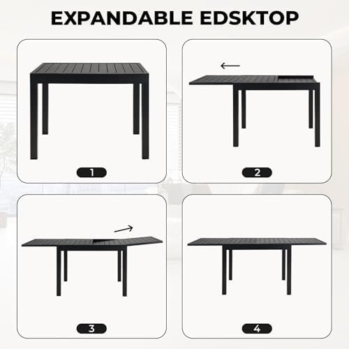 Grand patio 5-Piece Outdoor Dining Set for 4 with 1 Rectangle Expandable Tabl...