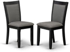 East West Furniture DLMZ3-AB6-50 3 Piece Dining Table Set Contains a Round Dining Room Table with Dropleaf and 2 Dark Gotham Grey Linen Fabric Upholstered Chairs, 42x42 Inch, Wirebrushed Black
