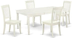 East West Furniture DODA5-LWH-W 5 Piece Dinette Set for 4 Includes a Rectangle Dining Table with Butterfly Leaf and 4 Dining Room Chairs, 42x78 Inch, Linen White