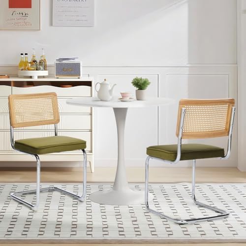 31.5" Small Round Kitchen Table Set for 2 with Velvet Upholstered Chairs