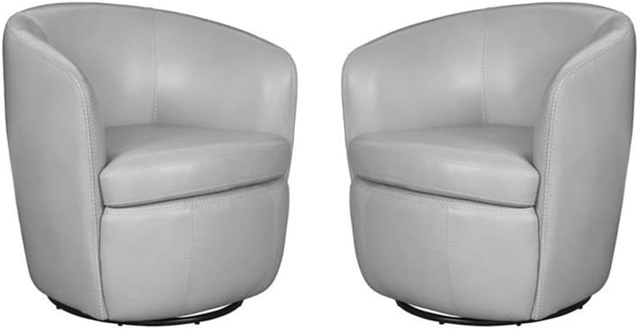 Pemberly Set of 2 Steamboat Ice All Italian Leather Swivel Club Chair