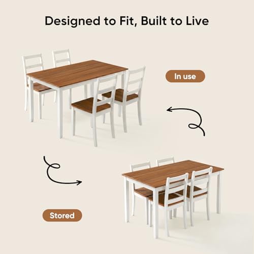5-Piece Dining Table Set, Kitchen Table Chairs Set of 4, Space-Saving