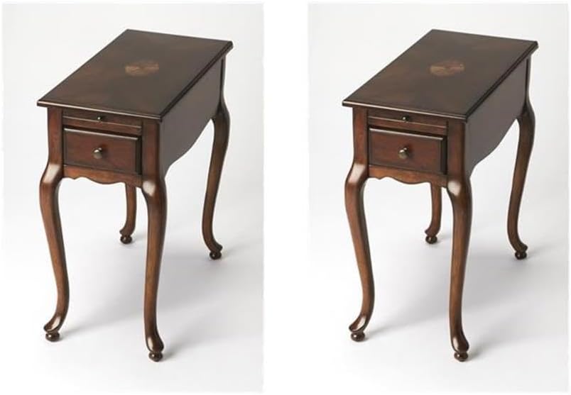 Pemberly Row Set of 2 Contemporary Plantation Cherry Chairside Tables