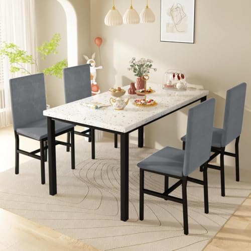 Hooseng Dining Table Set for 4, Kitchen Table and Chairs Set for 4, Small Din...