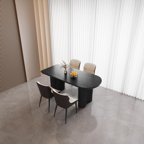 63" Modern Dining Table Set for 4, Black 5 Piece Dining Set