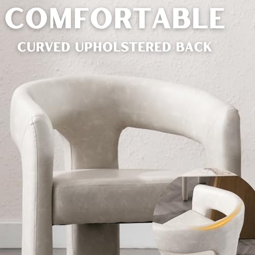 RIVOVA Modern Barrel Dining Chairs Set of 6, PU Leather Upholstered Accent Si...