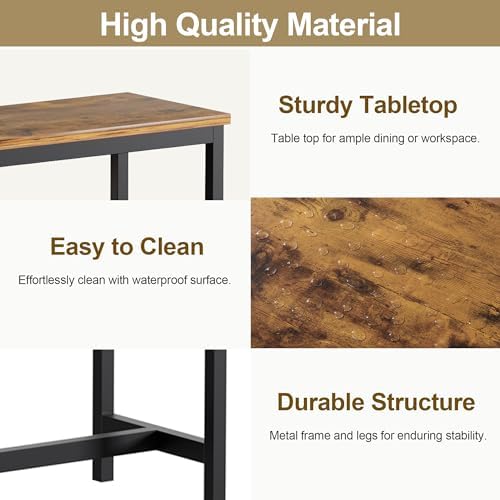VECELO Bar Table and Chairs Set for 2, 3-Piece Dining Set with Storage Shelve...