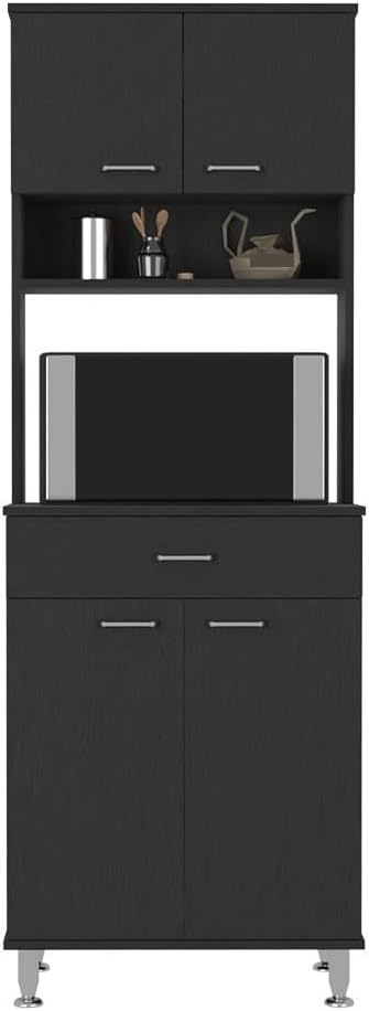 Modern Contemporary Pantry Cabinet,Two Double Door Cabinet, Black Wengue Fini...