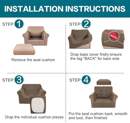 Turquoize 2 Piece Chair Covers Armchair Slipcovers for Living Room Armchair S...