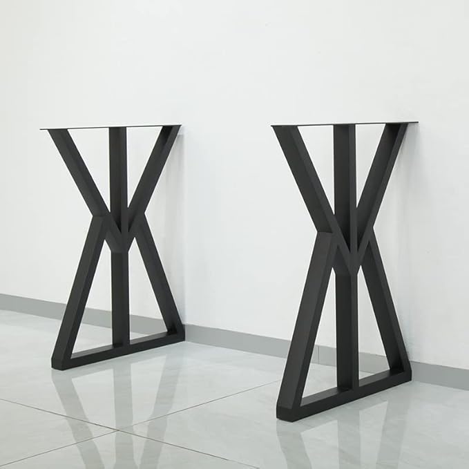 SSS Furniture 2 Pcs Industrial Metal Furniture Legs (H28 x W20) Rustic Decory Triangular Coffee Table Legs, Heavy Duty Metal Desk Legs, Dining Table Legs, DIY Cast Iron Bench Legs,Black