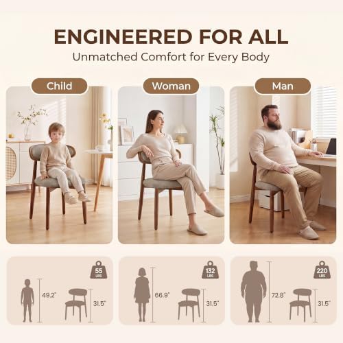 Wooden Dining Chairs set of 4, Farmhouse Dinner Chairs with Curved Back
