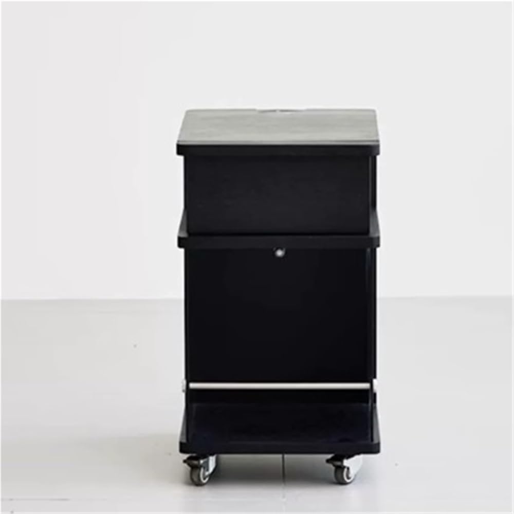 Wooden Night Stand, Minimalist Design Black Bedside Table with Open Storage, ...