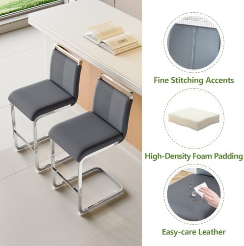 Counter Height Bar Stools Set of 4 - Grey Bar Stools for Kitchen Island,25...