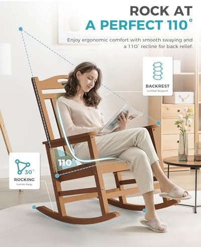 Ciokea Oversized Outdoor Rocking Chairs Set of 2, 380lbs Heavy-Duty Large Pat...