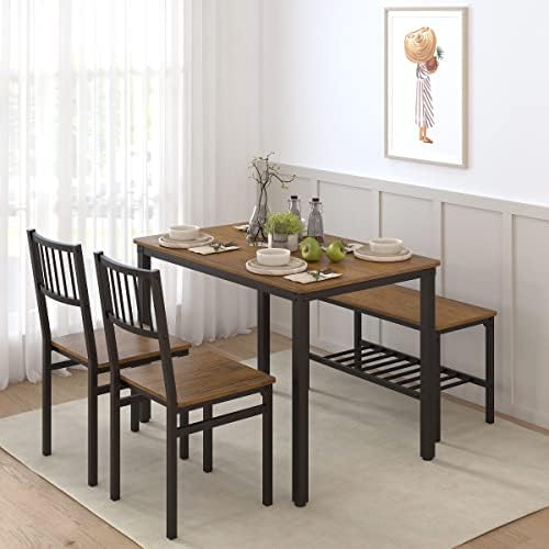 Teraves Dining Table Set for 4/Computer Desk,Kitchen Table with 2 Chairs and ...