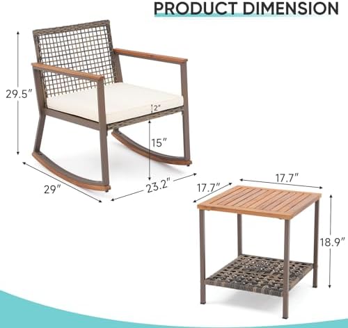 Verano Garden 3 Pieces Rocking Bistro Set, Conversation Bistro Set