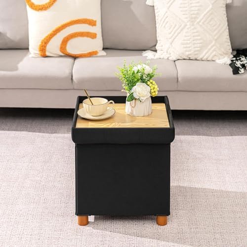 B FSOBEIIALEO Storage Ottoman with Tray, Foot Stools and Ottomans with Legs, ...