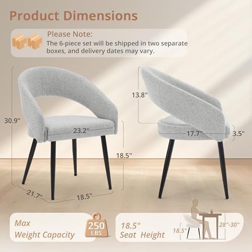 LUE BONA Modern Dining Chairs Set of 4, Light Grey