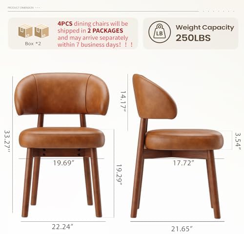 MALOL Wooden Dining Chairs Set of 4, Modern Upholstered Dining Room Kitchen S...