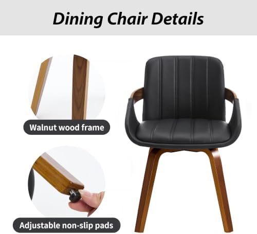 VipDesk Swivel Dining Chairs Set of 2 with Arms, Mid-Century Modern, Black