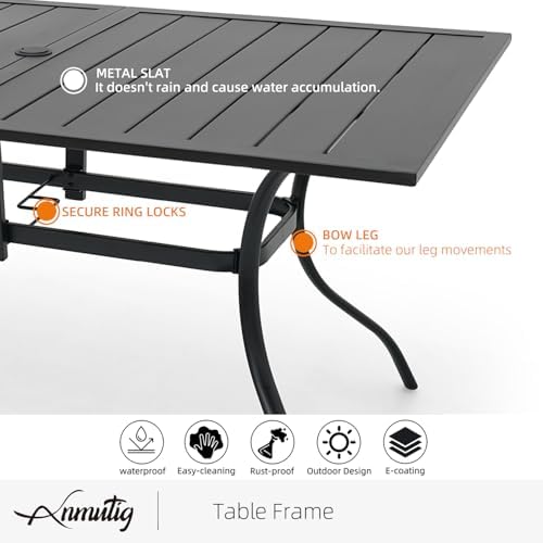Outdoor Patio Dining Set with 63"x38" Rectangle Table,Gray Stackabl...