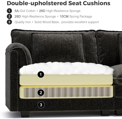 ELUCHANG 153" Oversized Modular Sectional Sofa, Comfy Chenille Cloud Cou...