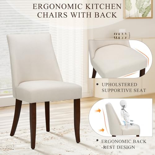 COLAMY Upholstered Modern Dining Room Chairs Set of 6, Beige