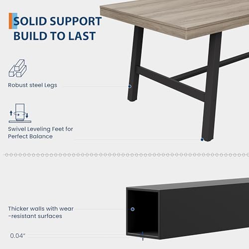 GarveeHome Industrial Dining Table for 8-10 People, 86.61" Long Kitchen ...