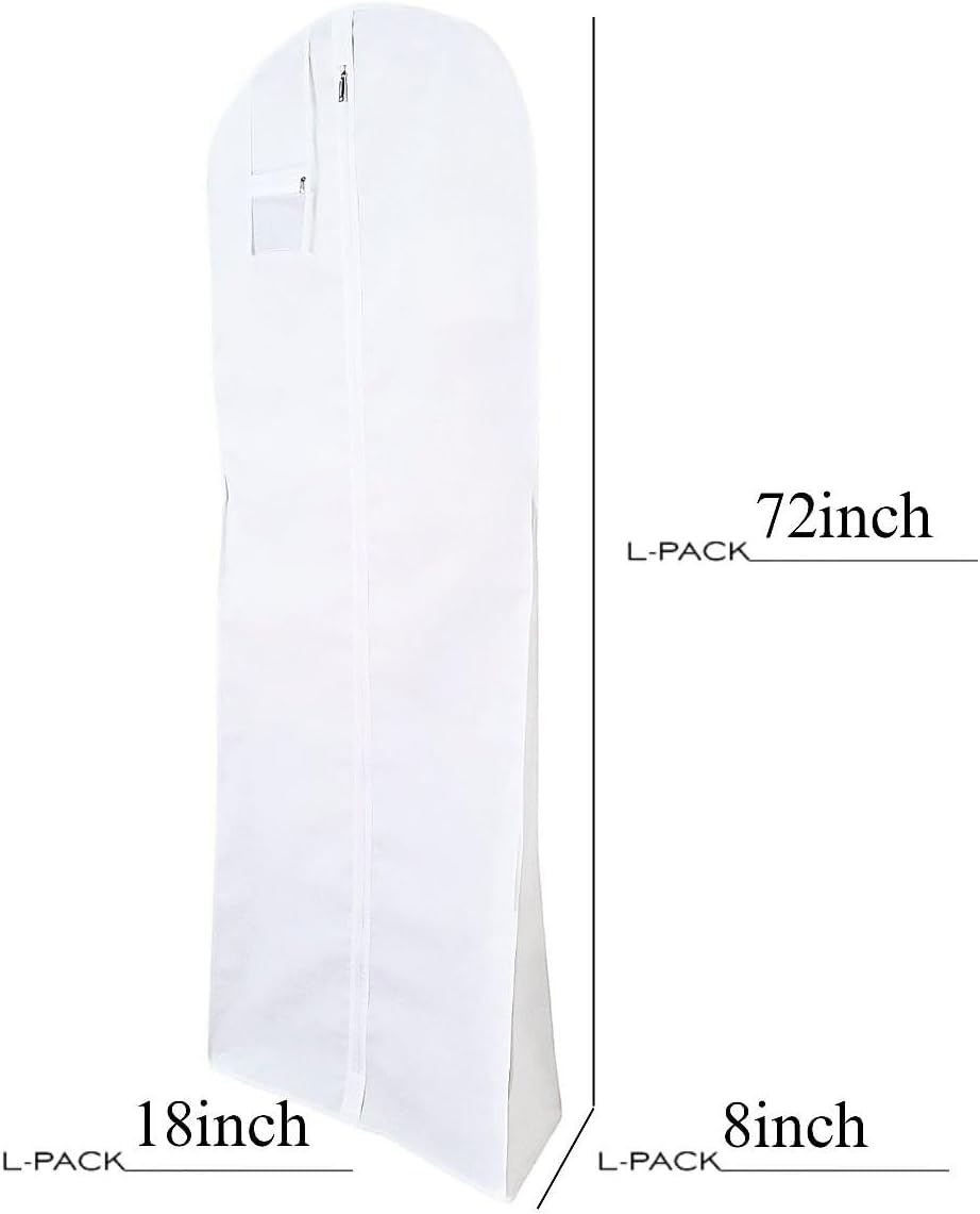 Wedding Dress Garment Bag Extra Long White Clothes Cover for Storage or Travel