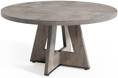 LITTLE TREE Round Dining Table for 4-6 People, 47 Inches Dining Room Table wi...