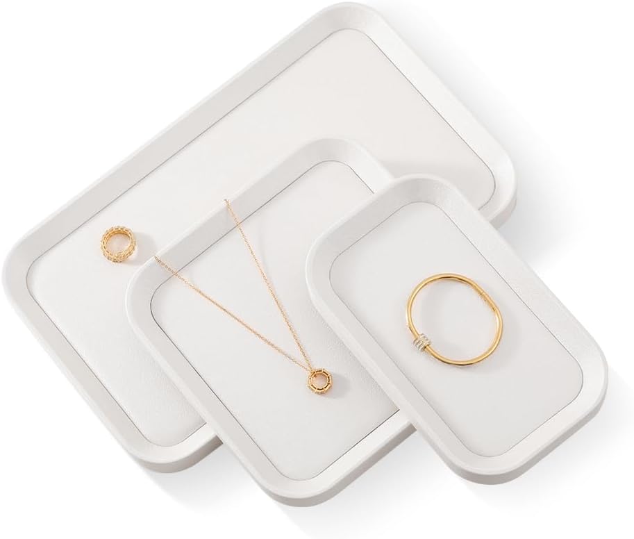 Ring Display, Leather Earring Organizer,Luxury Key Tray,Premium Decorative Tray,White Jewelry Dish