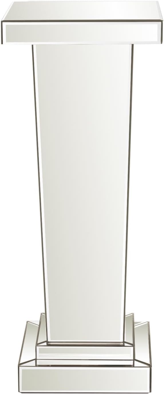 Howard Elliott Collection Tapered Mirrored Pedestal Accent Table, Elegant Modern Bed Side Style, Mirrored Finish Design, for Bedroom, Entryway or for Any Room, 15 x 15 x 36 Inch,