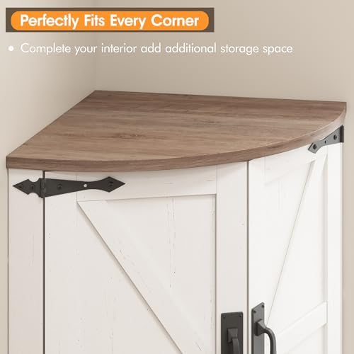 Vabches 64.8" Tall Farmhouse Corner Cabinet with 4 Doors and 5 Storage S...
