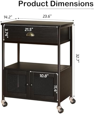 Catrimown Coffee Bar Cart Cabinet,3 Tier Coffee Station Table on Wheels,Coffe...
