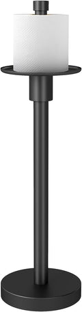 YUMORE Freestanding Toilet Paper Holder, Matte Black/Floor Standing Weighted Base Toilet Paper Holder Stand