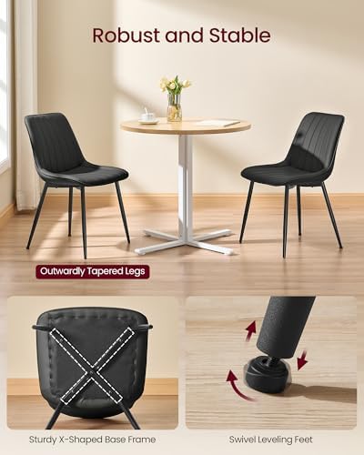 VASAGLE Dining Chairs Set of 6, Upholstered Kitchen Chairs, PU Leather