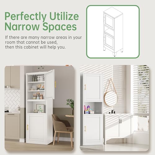 Ckzbx Tall Narrow Storage Cabinet 66.93" H Tall Bathroom Cabinets Metal ...