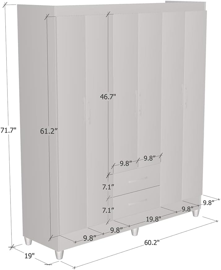 Meble Furniture Panama Wardrobe — Contemporary Design — 71.7H x 60.2W x 19D inches — Brown