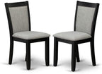 East West Furniture DLMZ5-AB6-06 5 Piece Dinette Set for 4 Includes a Round Dining Room Table with Dropleaf and 4 Shitake Linen Fabric Parsons Dining Chairs, 42x42 Inch, Wirebrushed Black