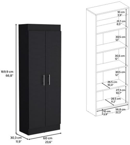 Clinton Pantry Cabinet Engineered Wood Black