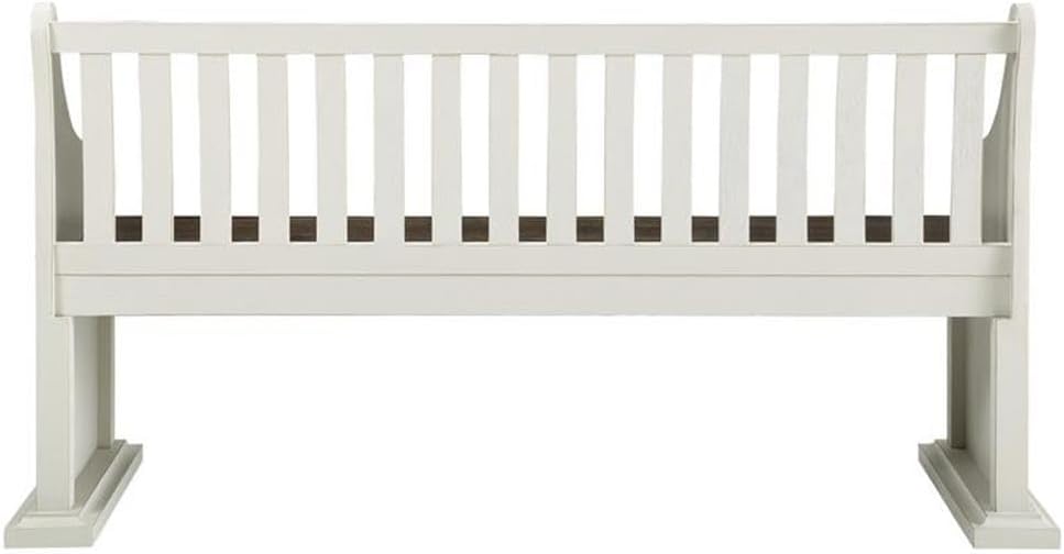 Steve Silver Joanna Two-Tone Ivory and Dark Oak Farmhouse Dining Bench with Back