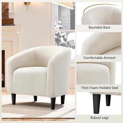 Yaheetech Compact Sherpa Accent Chairs Set of 2 for Small Spaces, Ivory | Com...