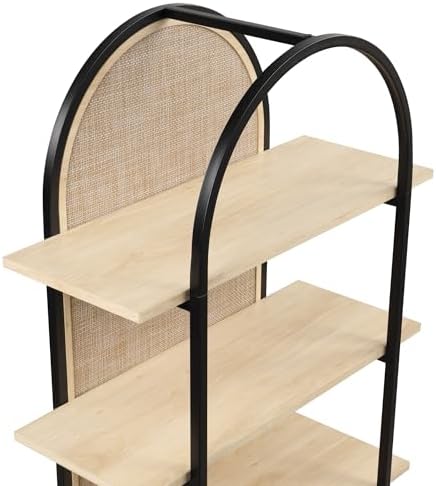 Nathan James Amara Bohemian 5-Shelf Etagere Bookcase, Rattan Open Bookshelf w...