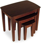 Pemberly Row 3-Piece Rectangular Solid Wood Nesting Tables, Antique Walnut Finish, Space-Saving Design, Rounded Tops and Tapered Legs, Living Room or Display Use