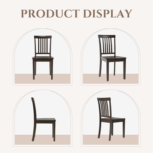 COLAMY Wooden Dining Chairs Set of 4, Spindle High Back Windsor Kitchen Side ...