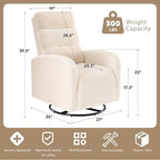 Swivel Rocker Chair, 360°Swivel Rocker Chairs with High Back Arms, Rocking Lazy Boy Chairs, Upholstered Swivels Corduroy Glider for Living Room, Bedroom, Nursing, Beige