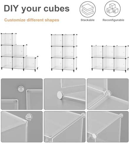 6Cube Storage Organizer Modular Stackable with Doors Grey