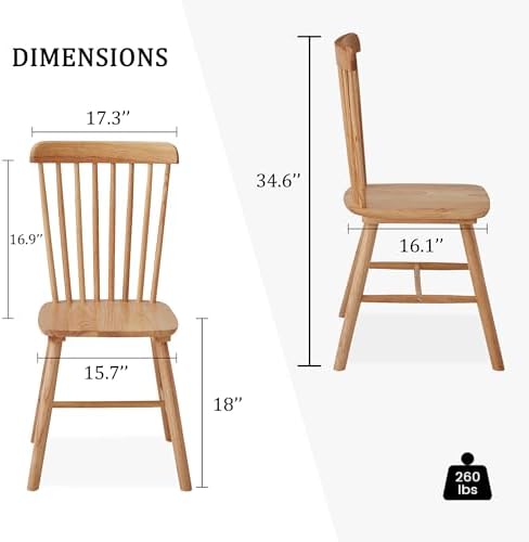 Dining Chairs Set of 4, Farmhouse Solid Wood Windsor Kitchen Chairs Set with ...