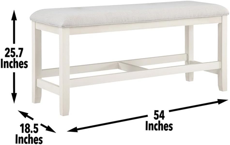 Pemberly Row Farmhouse Wood Counter Bench, 54" W x 18" D x 26"...